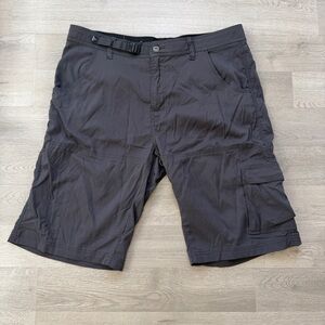 M Prana Breathe Shorts Zion II Gray 12" Cargo Nylon Outdoor Belted Men’s XL